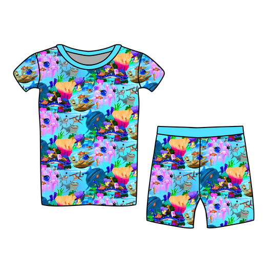 Fish Are Friends Short Sleeve & Shorts Two-Piece Pajama Set