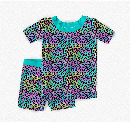 Lovely Leopard Short Sleeve & Shorts Two-Piece Pajama Set