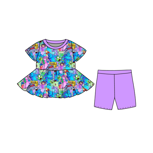 Squad Goals Purple Peplum/Shorts Set