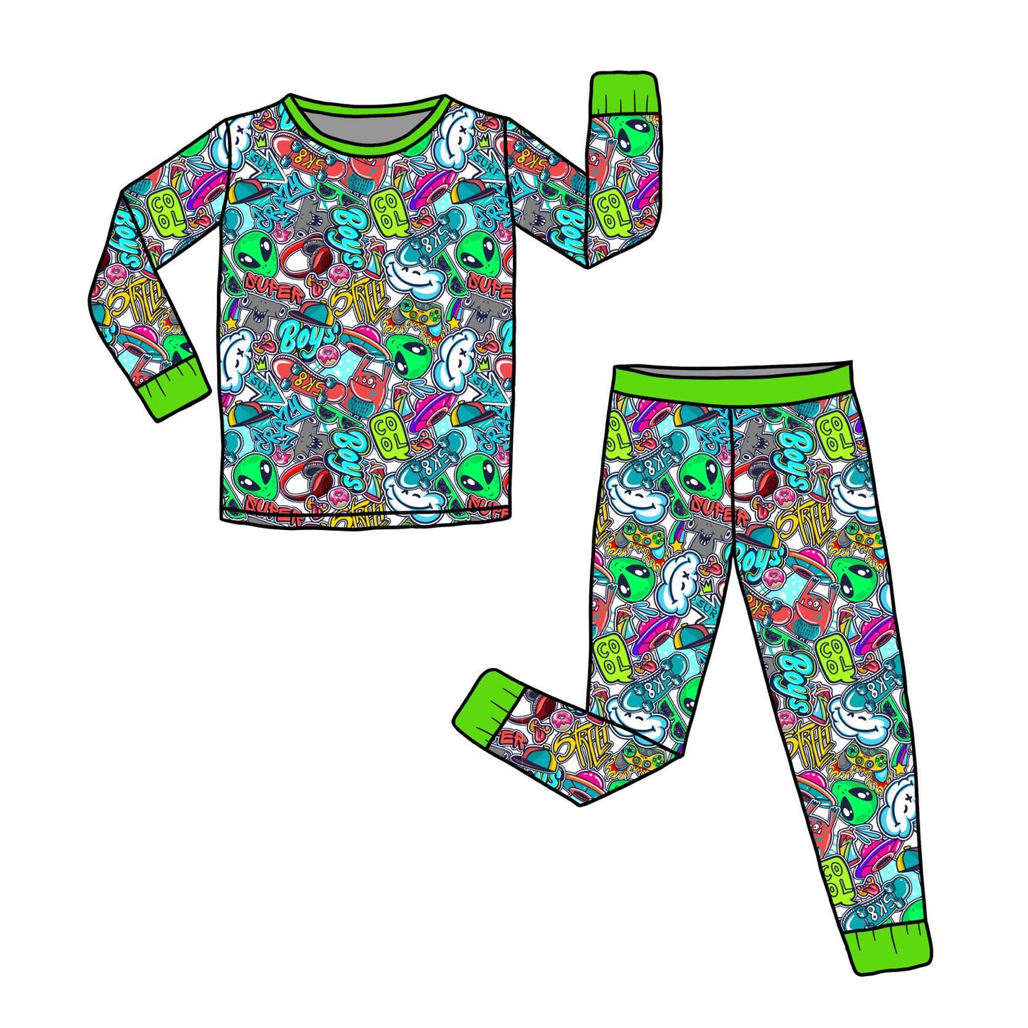 L8R SK8R Two-Piece Pajama Set