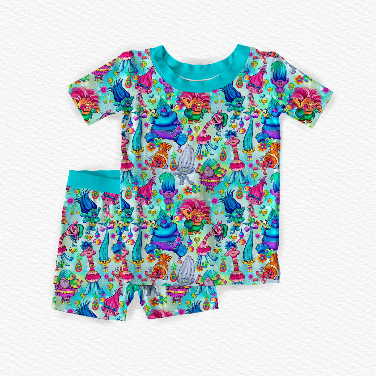 True Colors- Blue Short Sleeve & Shorts Two-Piece Pajama Set