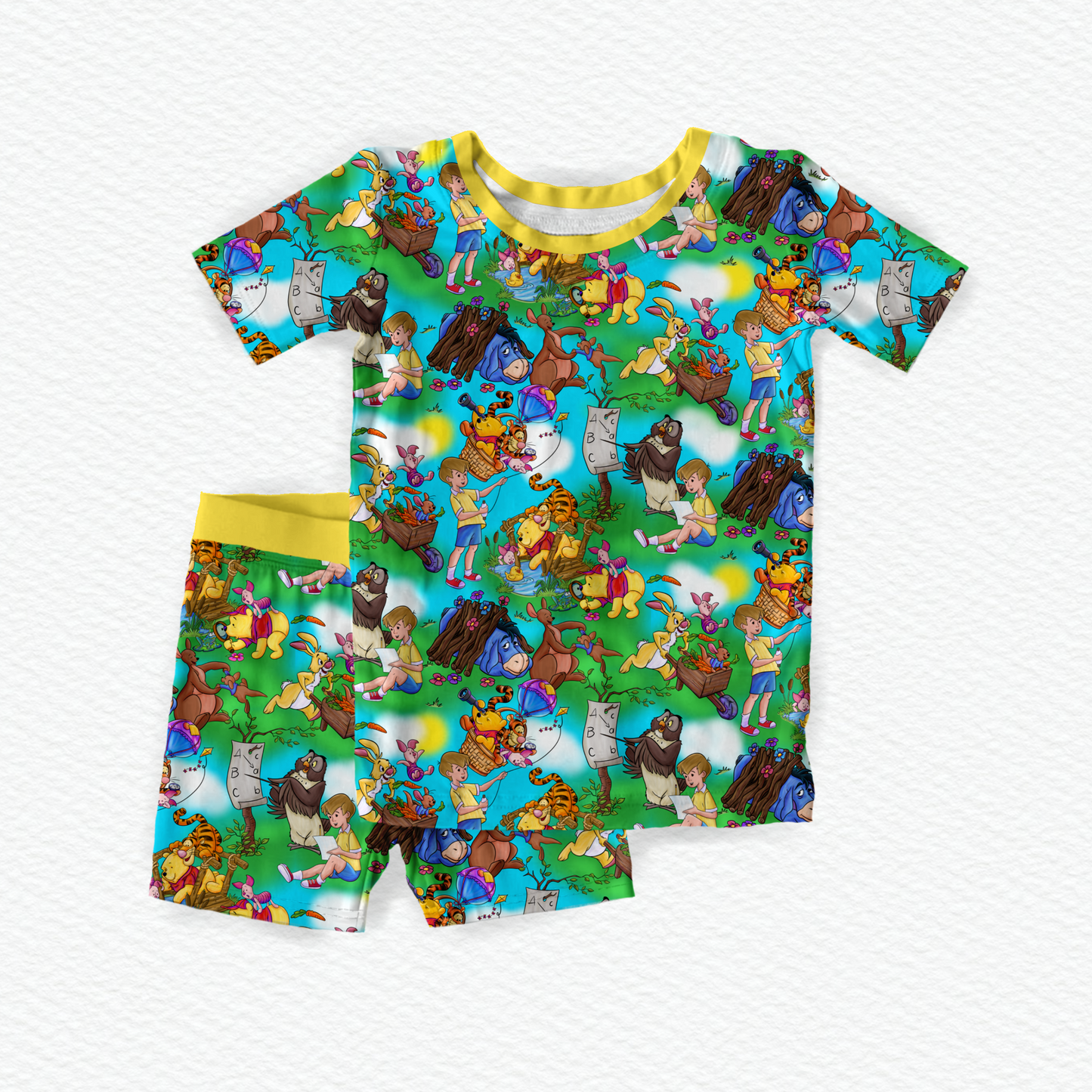 Adventure Bear Sleeve & Shorts Two-Piece Pajama Set