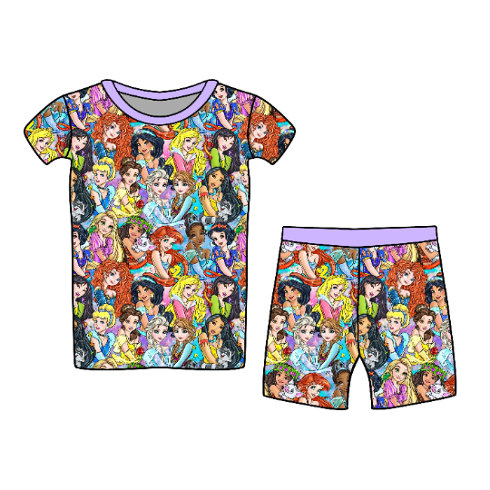 Princesses Short Sleeve & Shorts Two-Piece Pajama Set
