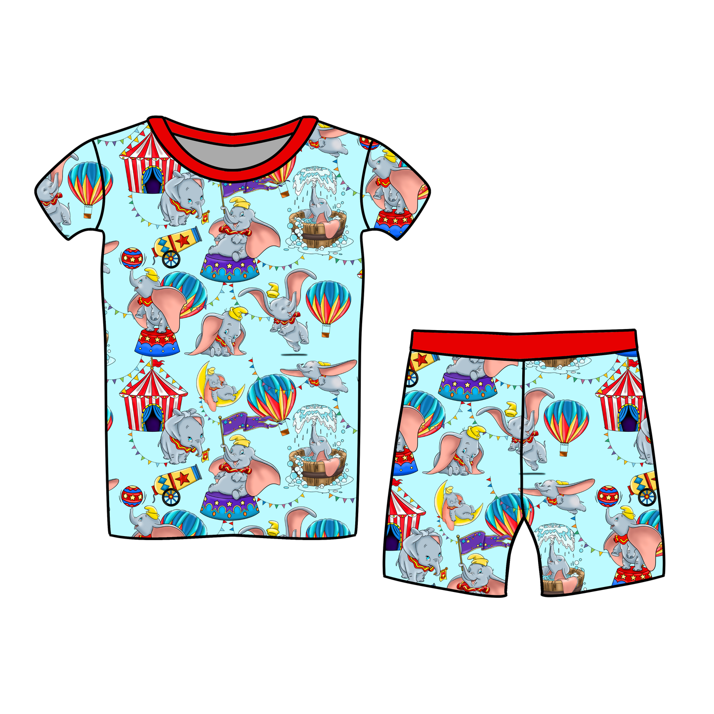 Big Top RED Short Sleeve & Shorts Two-Piece Pajama Set